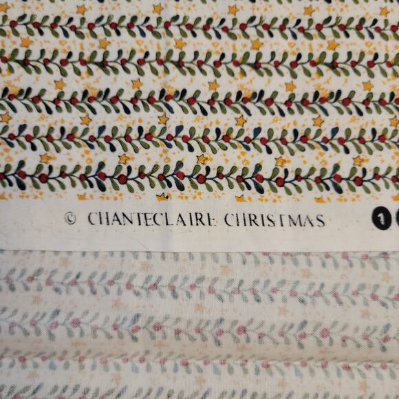 Cotton Fabric Lot Christmas Holly Green Red Floral Print 7 Pc Quilting Crafts - Picture 16 of 16